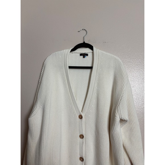 Quince Sweaters - Quince Organic Cotton Women's Oversized Boyfriend Knit Cardigan Ivory Size XL